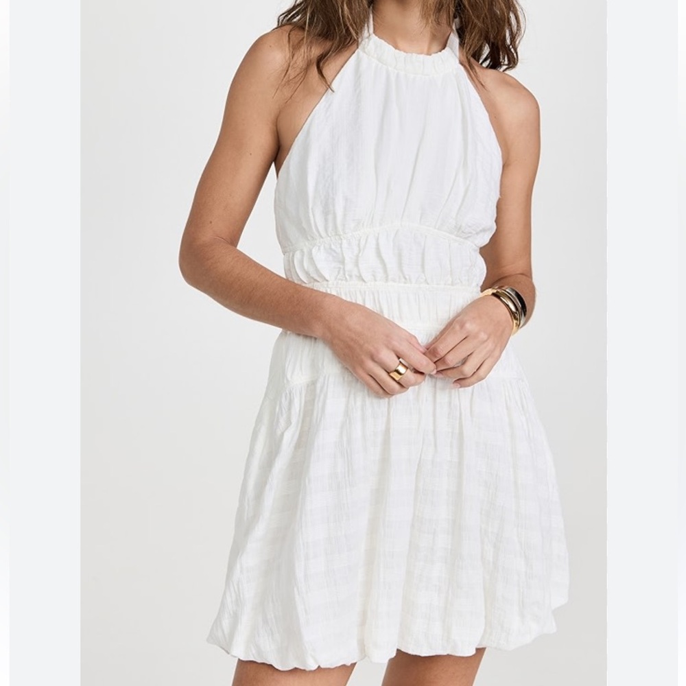 Jonathan Simkhai Bea White Gauze Halter Mini Dress 26131
